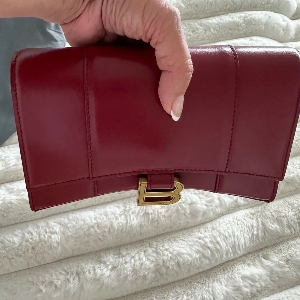 Balenciaga  Leather Clutch with Gold Chain